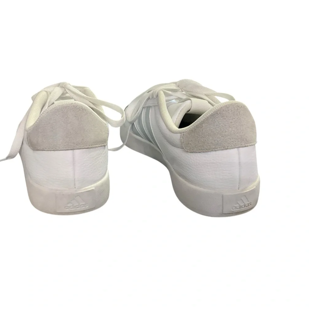 adidas White Sneakers with Light Gray Stripes and Suede Accents
